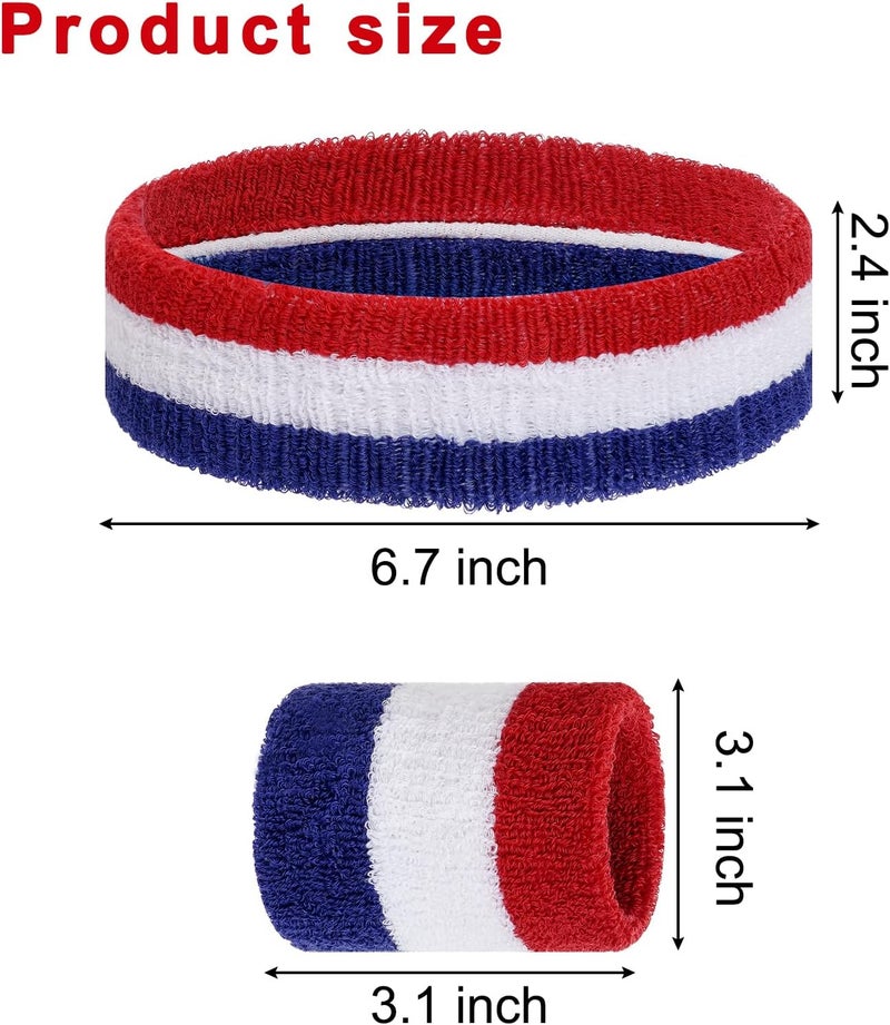 Sucrain 3 Pieces Sweatbands Set, 1 Pieces Sports Headband and 2 Pieces Wristbands, Wicking Sweat Head Band for Men Women Outfit Sport - Image 2